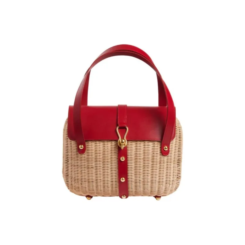 INES DE LA FRESSANGE Leather Handbag Women's Red & Beige-0