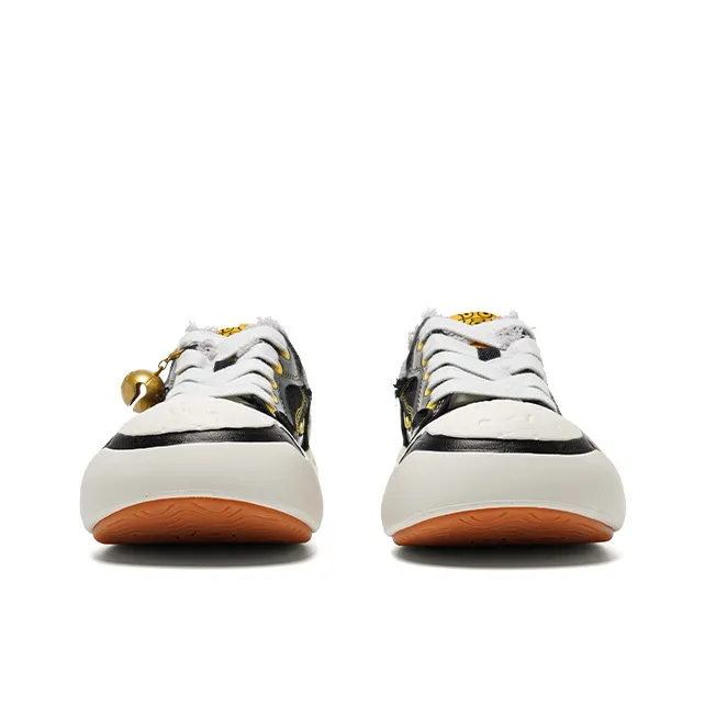 OLD ORDER Height Increasing Wear Resistant Low Top Canvas Shoes Unisex Black White-2