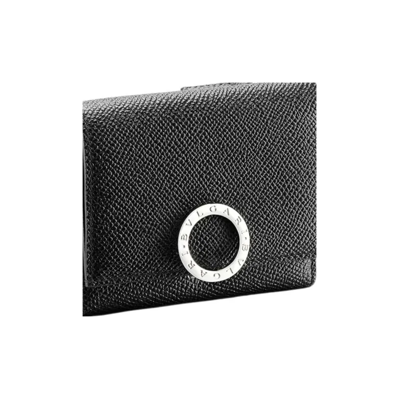 BVLGARI Bulgari Clip Calfskin Wallet Women's Black-4