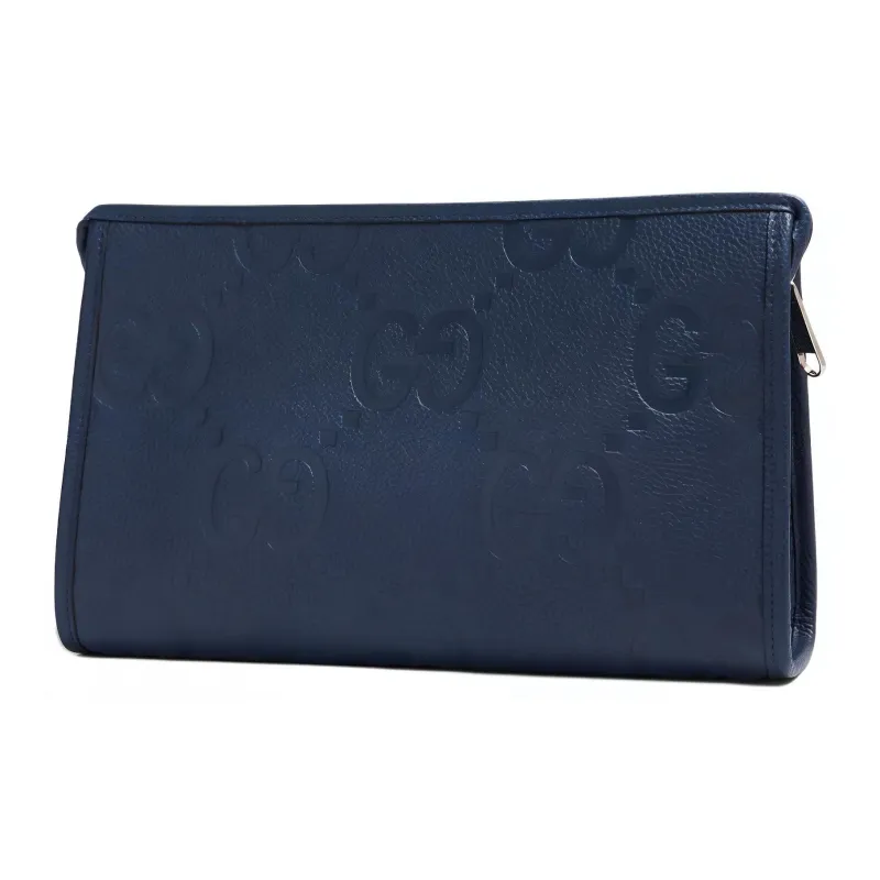 GUCCI Leather Clutch Large Size Men's Blue-1