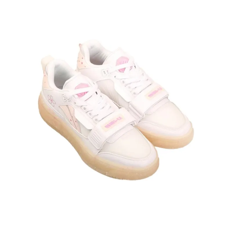 LiNing Badfive Cushioned Anti Slip And Wear Resistant Lightweight Low Top Vintage Basketball Shoes Women's White Pink-3