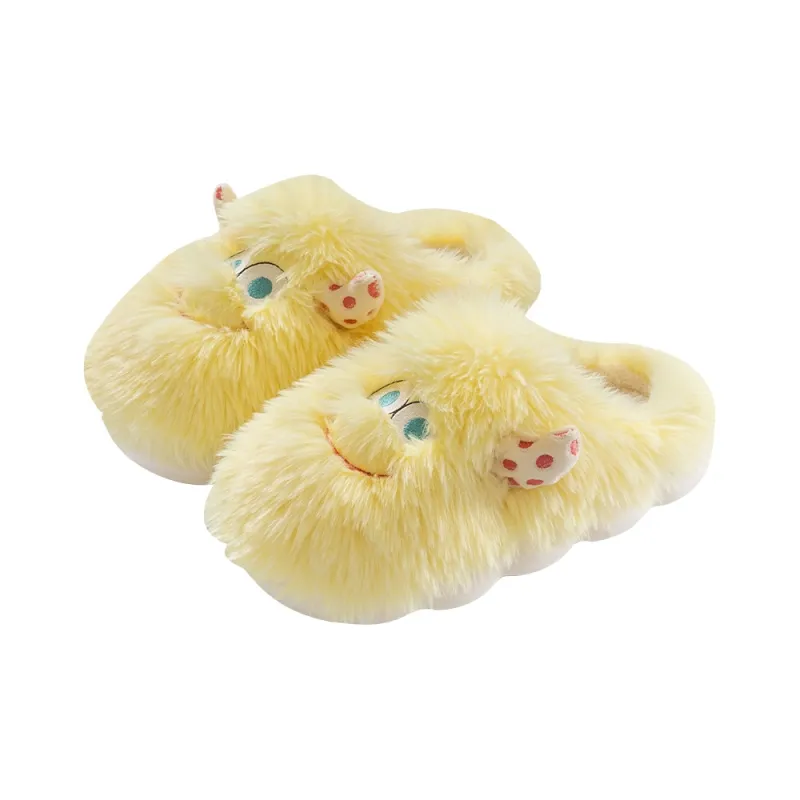Foot Recreation Winter Cartoon Cute Long Mohair Suede Fabric Warm Slip Resistant Home Slippers Women's-18