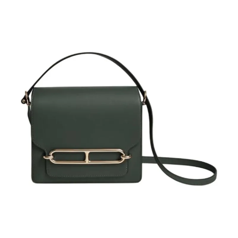 HERMES Roulis Swift Calfskin Pig Nose Bag Crossbody Bag Mini Women's 67 Vert Fonce Dark Green-0
