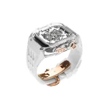 Transparent Case Rose Gold Button-White Strap