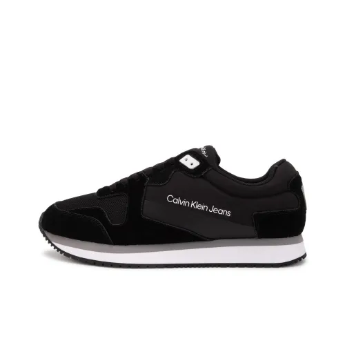 CKJ CALVIN KLEIN JEANS Men's Vintage Patchwork Print Casual Shoes Athletic Shoes German Army Trainers Men's Black