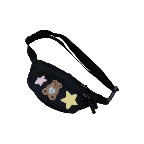 Meow In The Grass Polyester Fanny Pack Sling Bags Regular Men's Black Yellow/Ecru/Pink