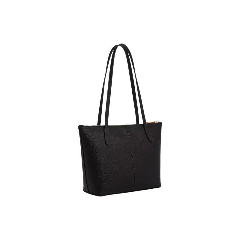 COACH Recycled Leather Handbag Shoulder Bag Medium Size Women's Black-1