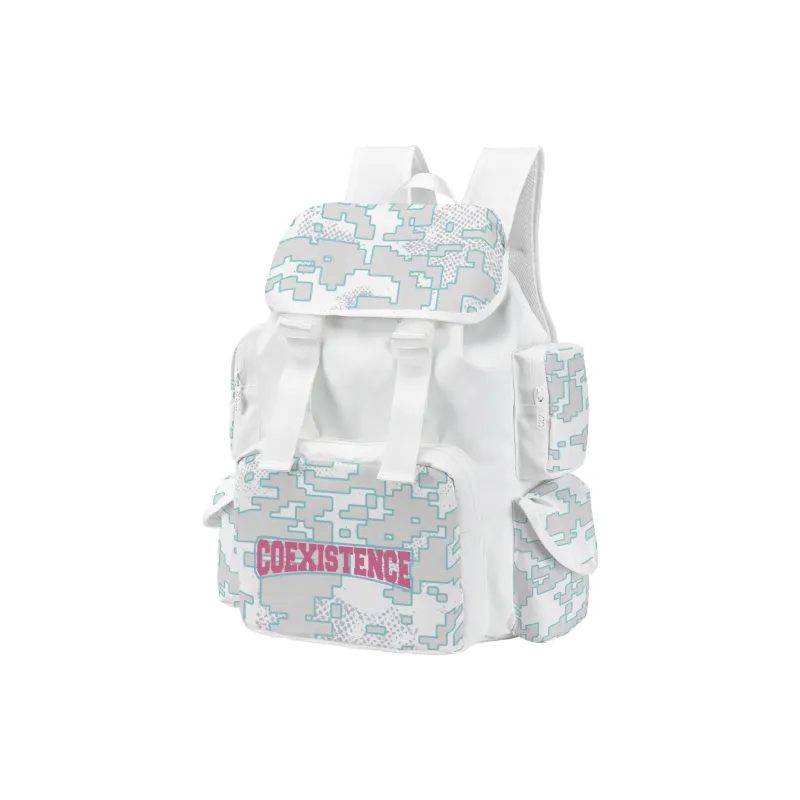 COEXISTENCE Polyester Commute Travel Versatile Backpacks Large Size Unisex White-17