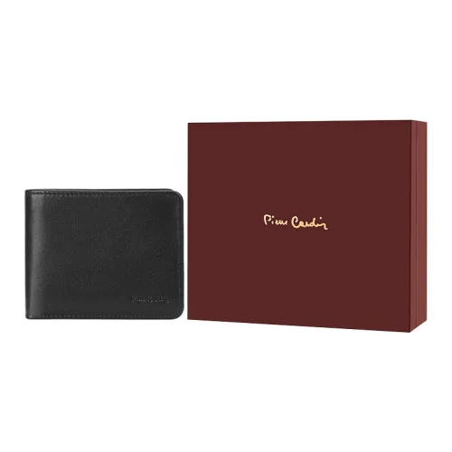 PIERRE CARDIN Cow Leather Leather Clip Ticket Clip Wallet Regular Men's Black