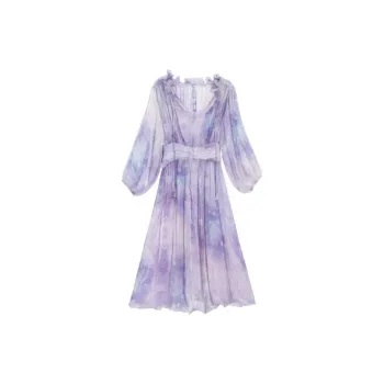 DEAR DEER PUFF Long Sleeved Dresses Women's Purple