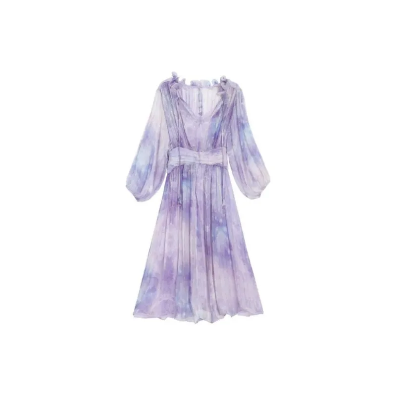 DEAR DEER PUFF Long-Sleeved Dresses Women's Purple-0