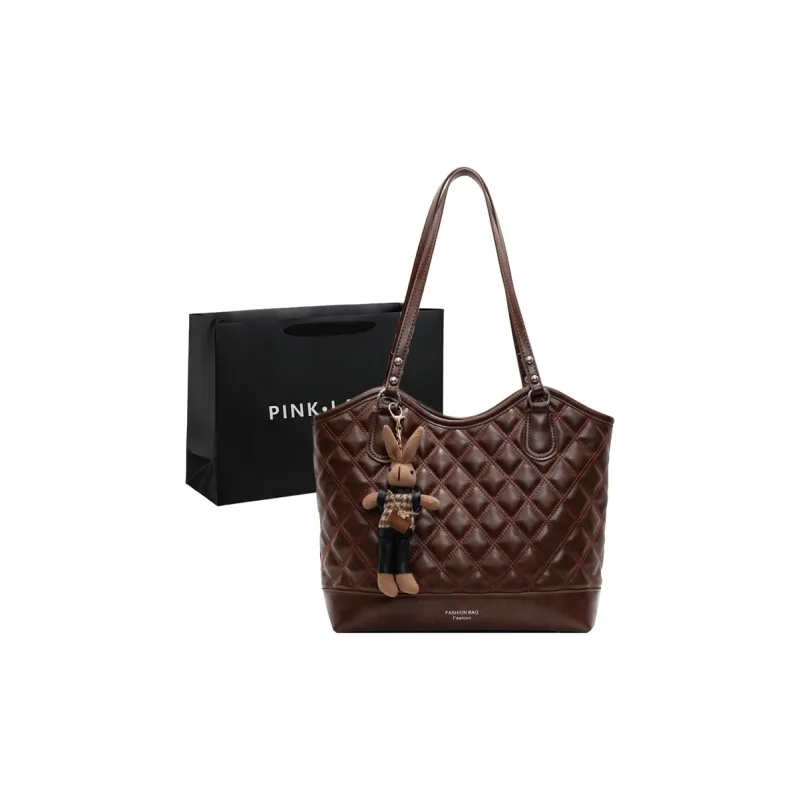 PINK·LAND PU Shoulder Bag Tote Shoulder Bag Women's Brown/Coffee/Black/Burgundy-0