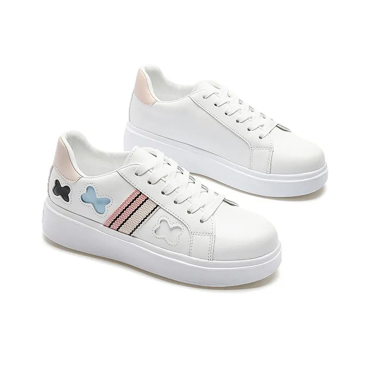 MCKP Slip Resistant Low Top Skateboard Shoes Women's White-3