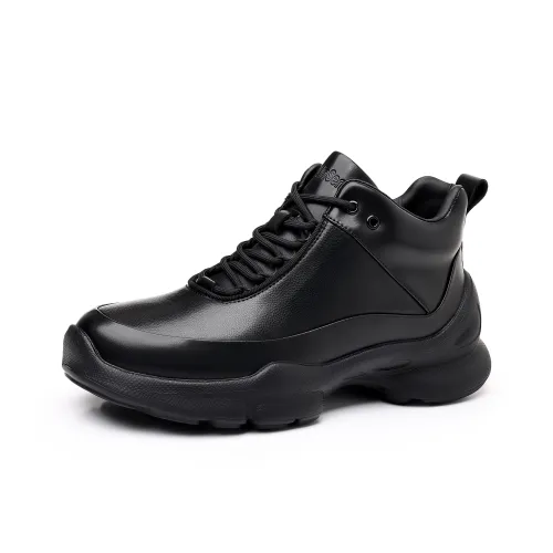 Mulinsen Black Warrior Fleece Lined Warm Anti Slip Wear Resistant Mid Top Casual Shoes Men's Black