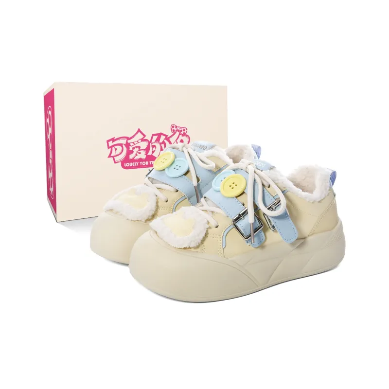 Lovely You Thermal Lightweight Slip Resistant Low Top Skateboard Shoes Women's Yellow Blue-30