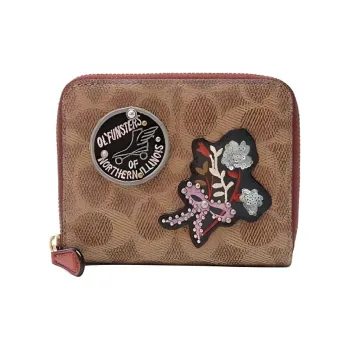 COACH Leather Wallet Women's Light Brown