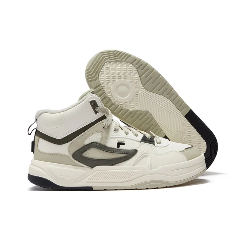 FILA FUSION BANK II Coverage High Top Skateboard Shoes Men's White Brown-3