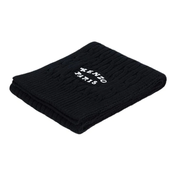 KENZO Wool Knit Scarves Unisex Black-1