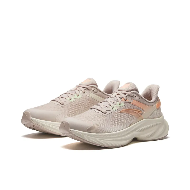 Anta Cushioned Wear-Resistant Lightweight Height Increasing Low-Top Running Shoes Women's White/Brown/Orange-2