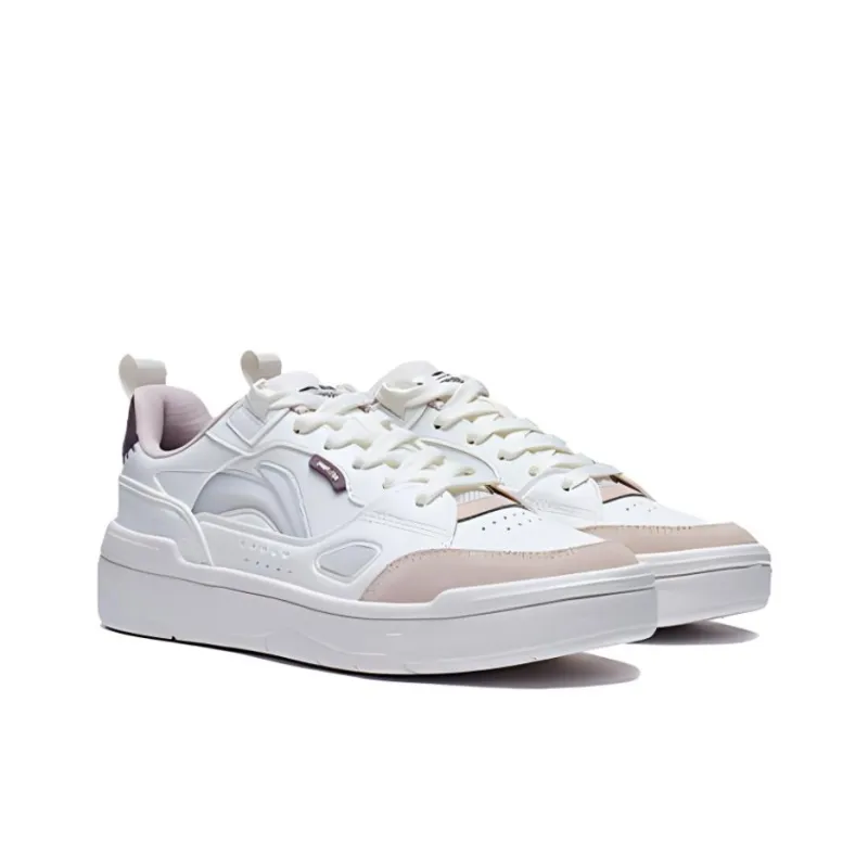 LiNing Common 80s Anti Slip Wear Resistant Low Top Skateboard Shoes Women's Ecru-3