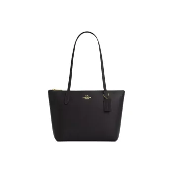 COACH Recycled Leather Handbag Shoulder Bag Medium Size Women's Black