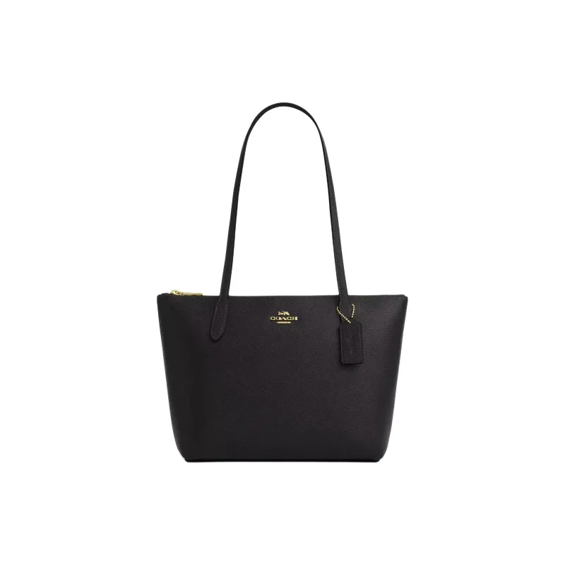 COACH Recycled Leather Handbag Shoulder Bag Medium Size Women's Black-0