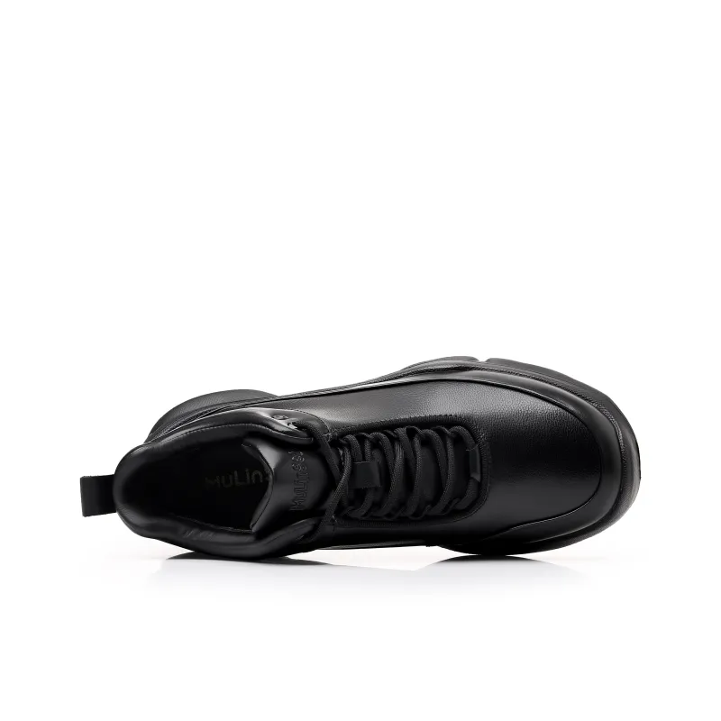 Mulinsen Black Warrior Fleece-Lined Warm Anti-Slip Wear-Resistant Mid-Top Casual Shoes Men's Black-1