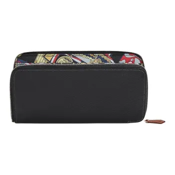 HERMES Silk'In Evercolor With Barenia Calfskin Wallet Women's Black & Multicolor