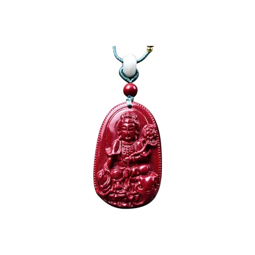 Cuiya Golden Building Reconstructed Cinnabar Necklaces Unisex