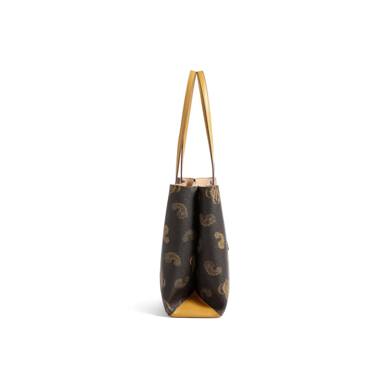 COOGI Synthetic Leather Handbag Shoulder Bag Tote Large Size Women's Coffee/Ecru/Khaki-2
