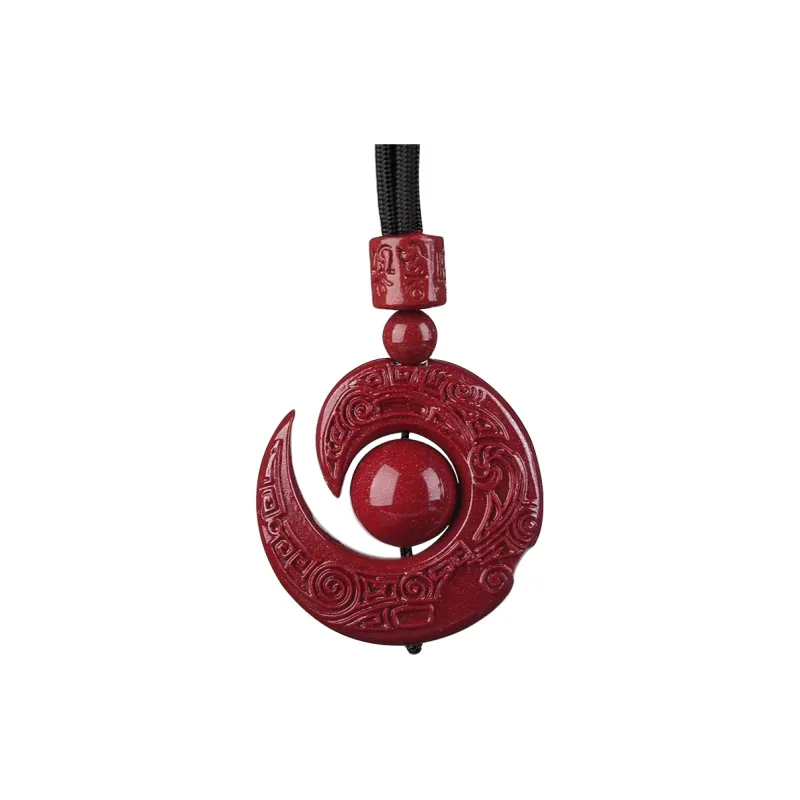 Cuiya Golden Building Reconstructed Cinnabar Necklaces Unisex-0