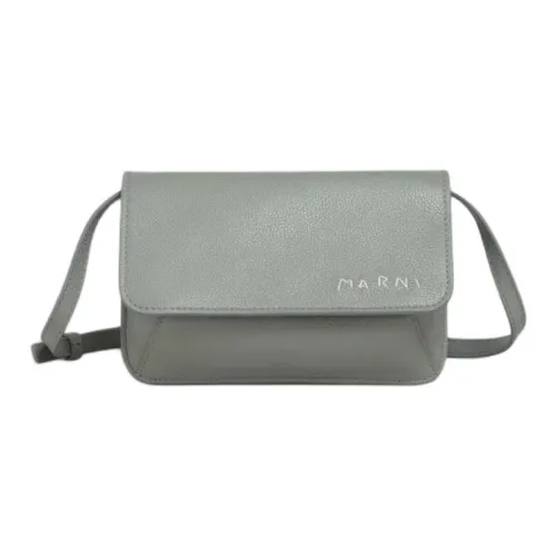 MARNI Cow Leather Crossbody Bag Shoulder Bag Men's Gray Green
