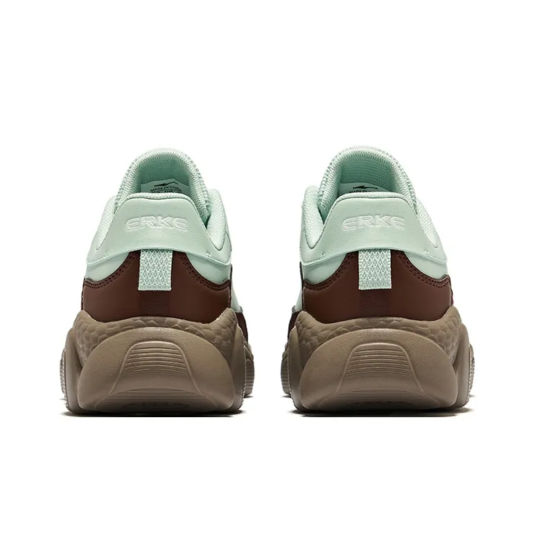 Erke Sweetheart 2.0 Lightweight Rebound Low Top Casual Shoes Women's Green Brown-4