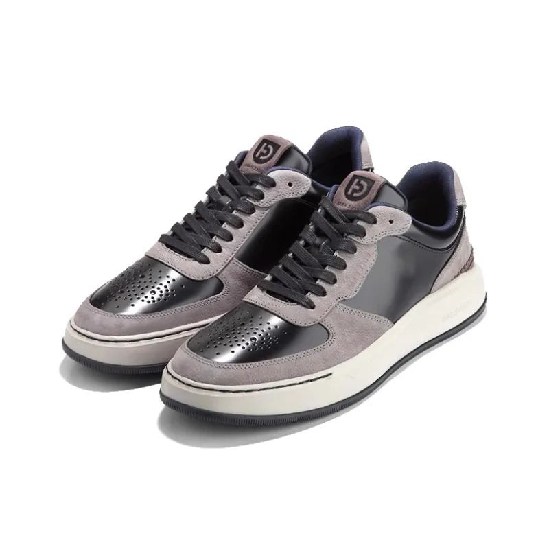 COLE HAAN Abrasion Resistant Lightweight Slip Resistant Low Top Skateboard Shoes Men's Gray Black Gift Box Style-1