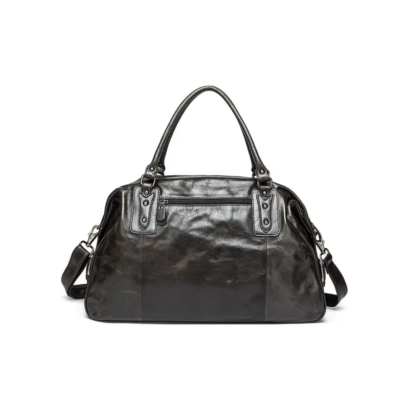 ROSEROOEN Top Grain Cow Leather Handbag Regular Men's Gray-2