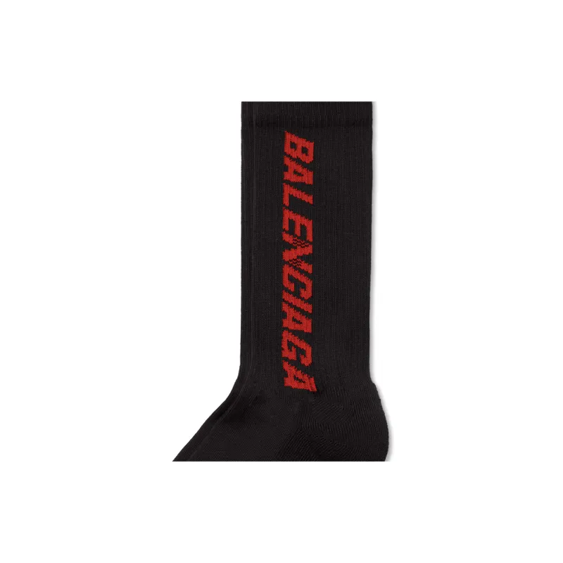 Balenciaga FW23 Racer Socks In Black/Red Knee-High Socks Men's 1 Pack Black-1