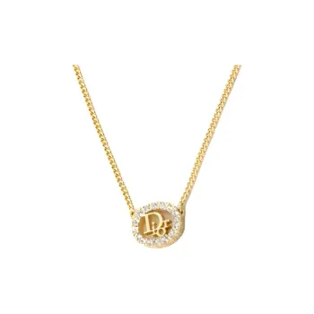 DIOR 1990s 2000s Logo Rhinestone Necklace