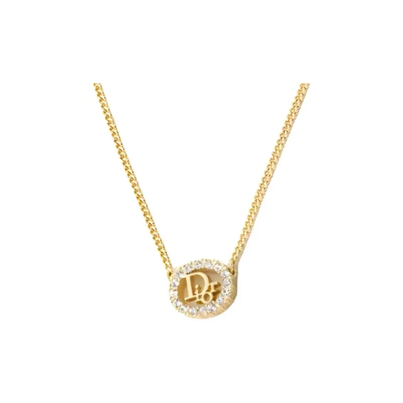 DIOR 1990s 2000s Logo Rhinestone Necklace-0