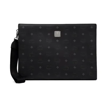 MCM Essential Visetos Origina PVC Clutch Large Size Women's Black
