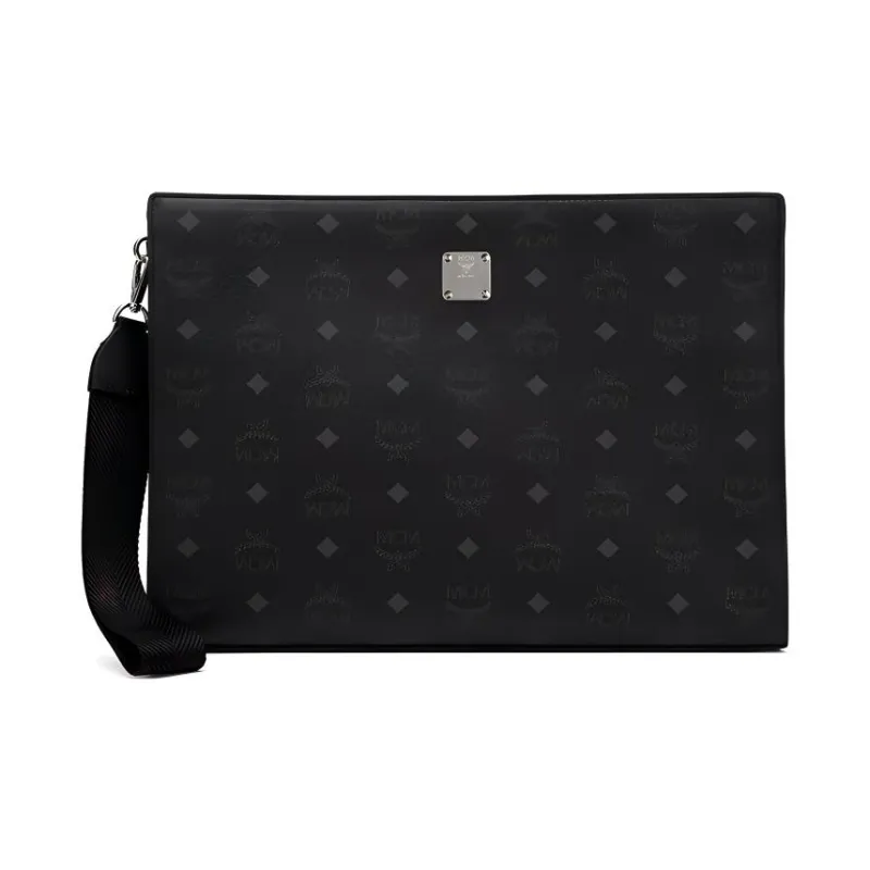 MCM Essential Visetos Origina PVC Clutch Large Size Women's Black-0