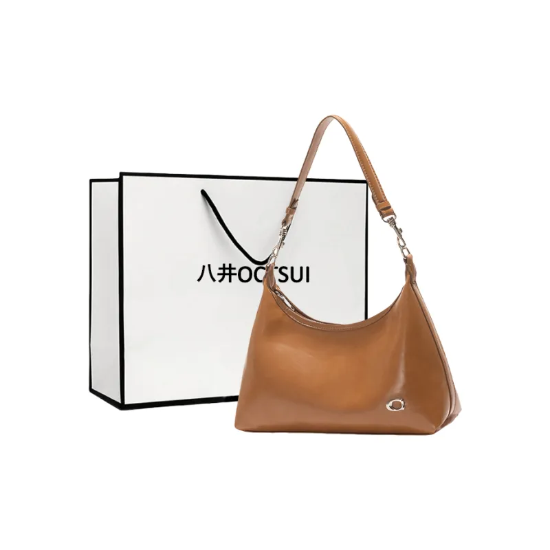 OCTSUI PVC Tote One Shoulder Crossbody Portable Shoulder Bag Regular Women's Coffee/Camel/Black-6