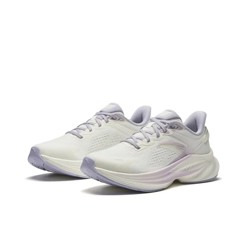 Anta Cushioning Anti-Slip And Wear-Resistant Height Increasing Low-Top Running Shoes Women's White Purple-2