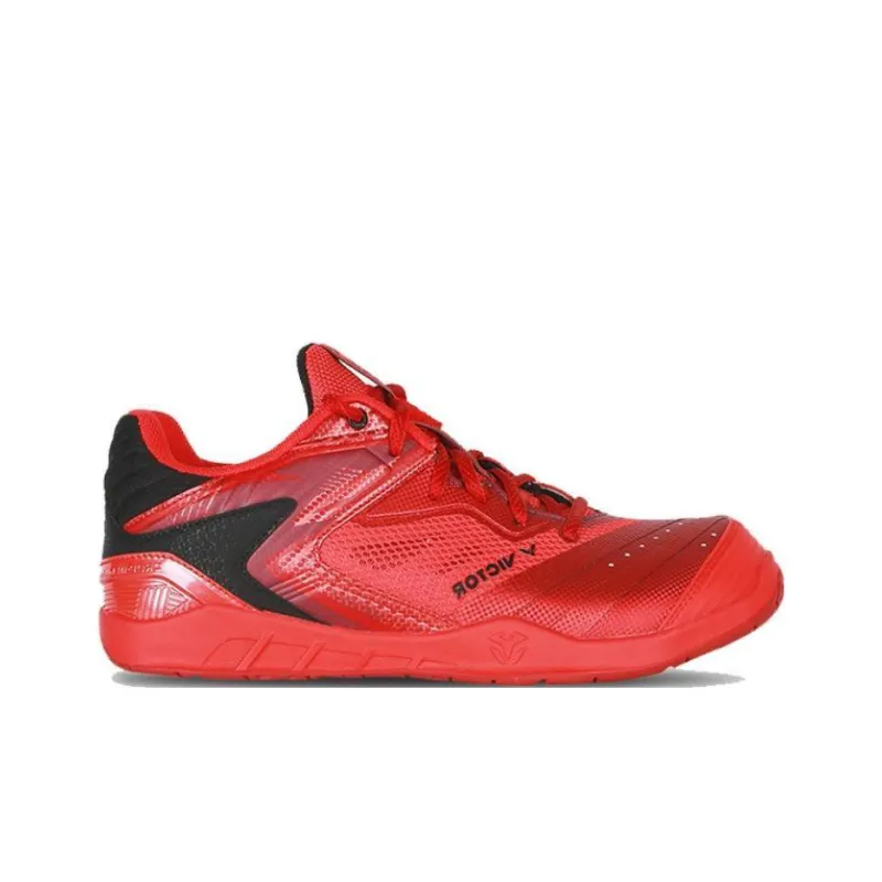 VICTOR Cushioned Slip Resistant Mid Top Badminton Shoes Unisex Flame Red-1