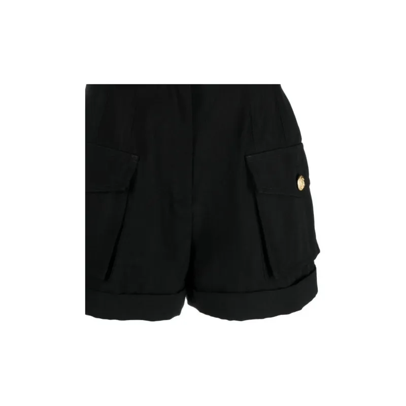 BALMAIN Grain De Poudre Cargo Shorts 'Black'-5