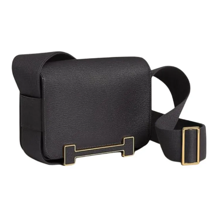 HERMES Geta Mysore Goat Skin Crossbody Bag Shoulder Bag Women's Black-2