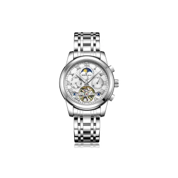 WSK Mechanical Movement Steel Strap Women's Watch White Dial