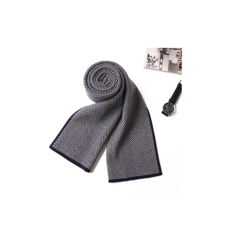 PISHUSHU Polyester Knit Scarves Men's-4