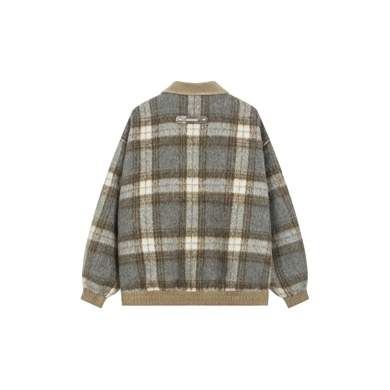 Bosieagender Jackets & Coats Unisex Beige Plaid-1