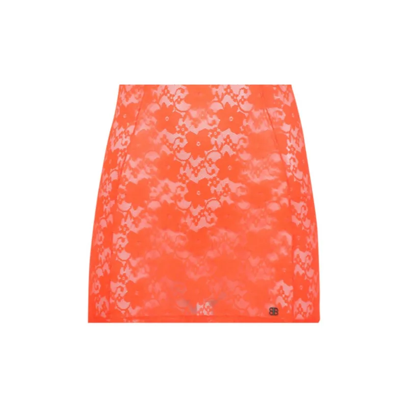 Balenciaga Short Lace Dress 'Fluo Orange'-3