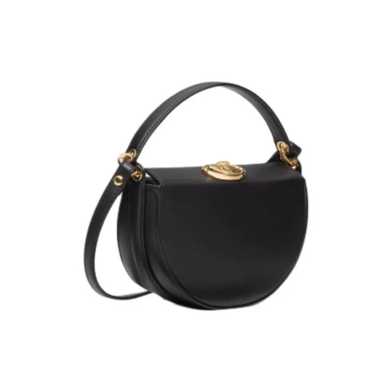 Valentino Shiny Calfskin One Shoulder Handbag Mini Women's Black-1